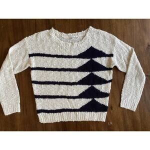 I Love H81 Forever 21 Knit Pullover Crew Neck Sweater Black & White Size Large